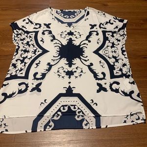 Flowy Blue and White Blouse